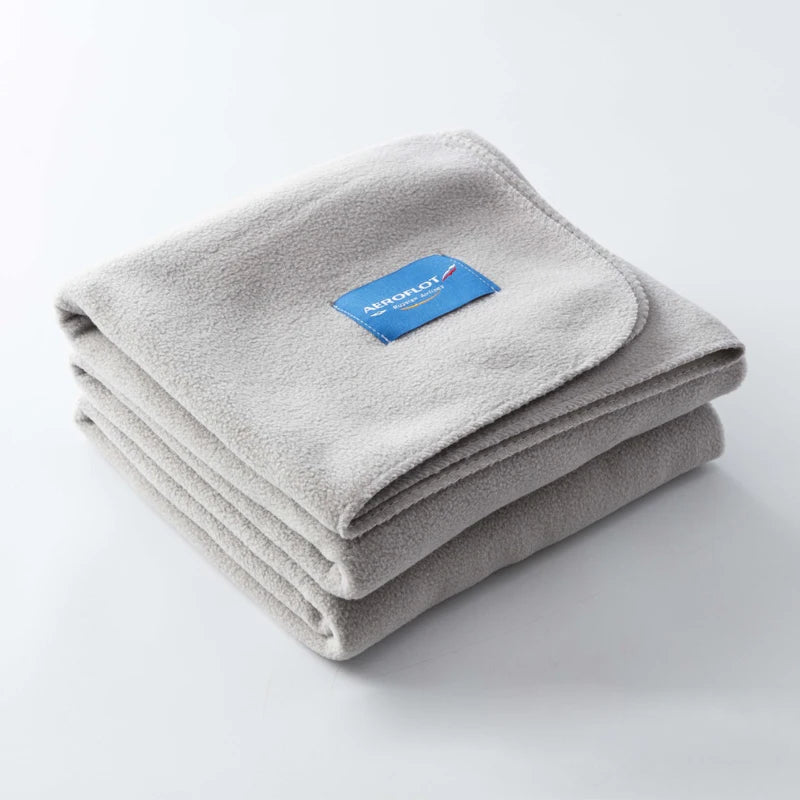 Airplane Promo Customized Embroidered Logo Polyester Polar Fleece Blanket Travel Blankets