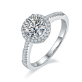 Round Brilliant Cut Claw 925 Sterling Silver 1ct Cuban Moissanite Engagement Ring With Box