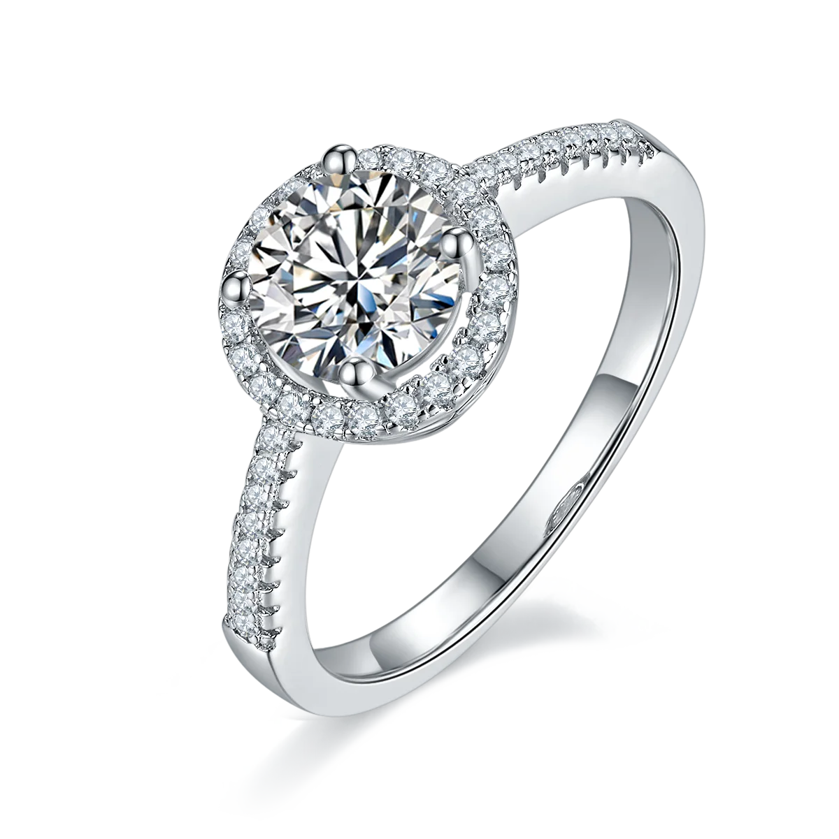 Round Brilliant Cut Claw 925 Sterling Silver 1ct Cuban Moissanite Engagement Ring With Box