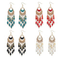 SC New Trend Long Beads Earrings Handmade Water Drop Tassel Earrings Bohemian Crescent Drop Earrings for Women