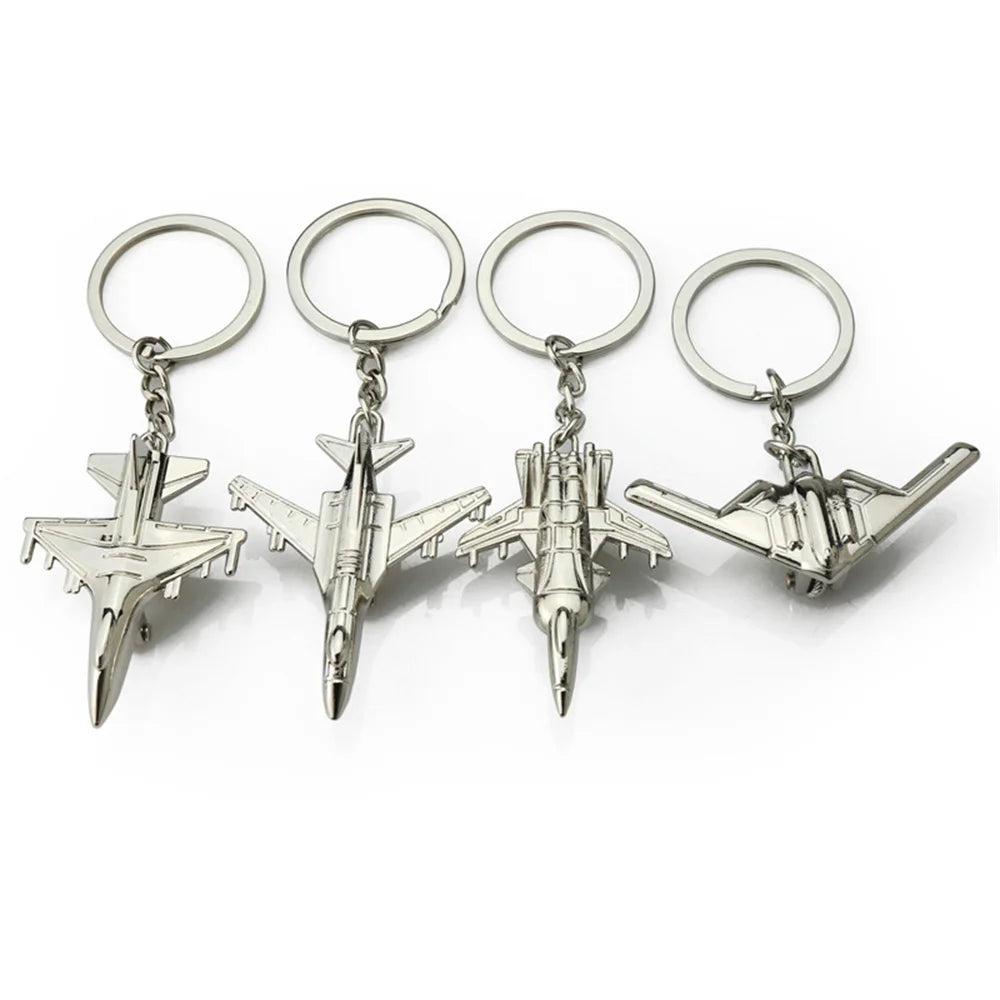 Creative 3D Aircraft Metal Key Chain Plane Model Pendant Key Ring for Men Classic Key Holder Accessories Souvenir