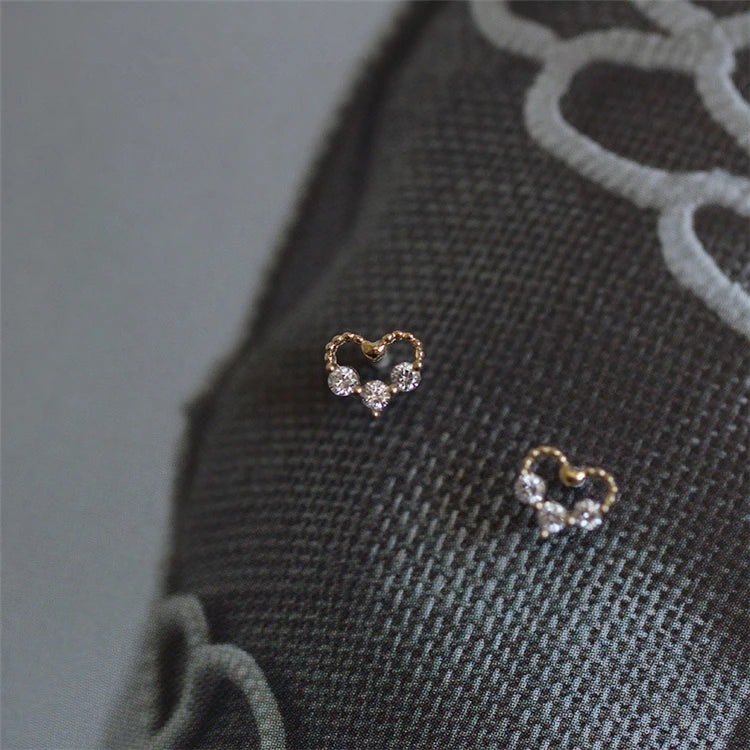 2026 Oem Gold Plated Small Heart Stud Earrings Silver Heart Earrings