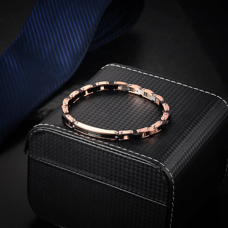 Vintage Italian Wooden Jewelry 316 Stainless Steel Titanium Watch Band Link Zircon Men Bracelets Factory Price Engrave logo