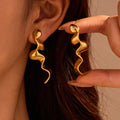 2025 Vintage Punk Snack Long Drop Earrings Irregular Metal Twisted Wave Dangle Earring Women Hip Hop Party Jewelry