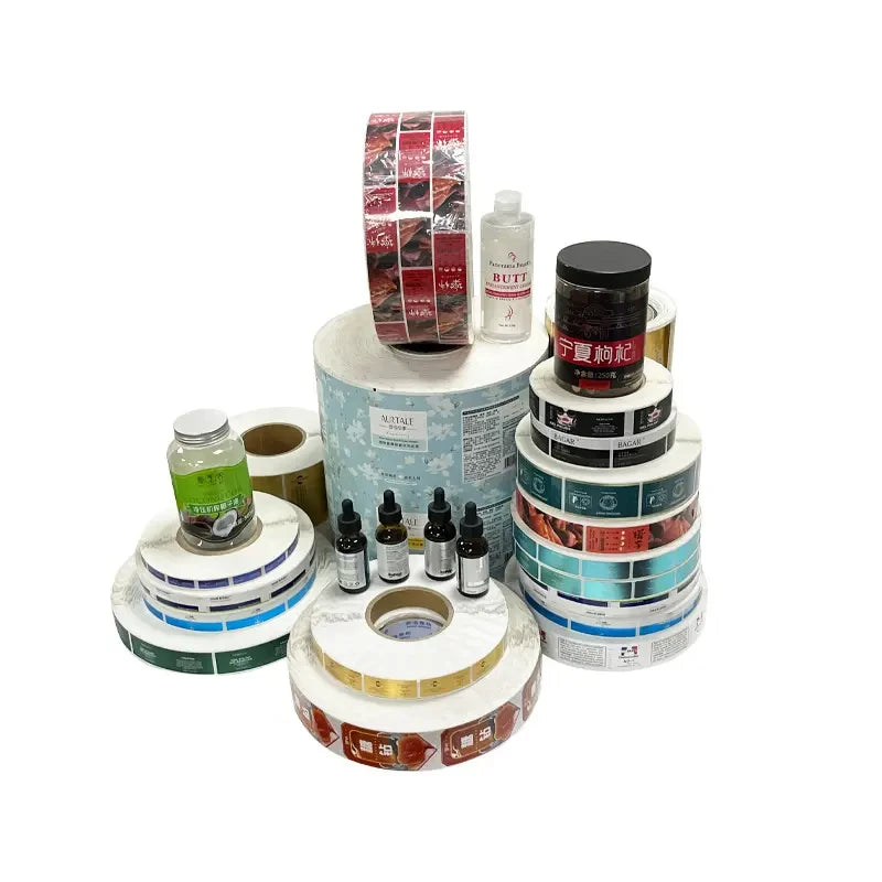High Quality Self Adhesive Roll Sticker Label Custom Vinyl Waterproof CMYK Printing Glossy UV Printing Custom Shapes Bottle