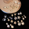 S925 Silver Needle Vintage Opal Earrings Light Luxury Ear Drop Women Rhinestone Earring 925 Silver Needle Crystal Earring