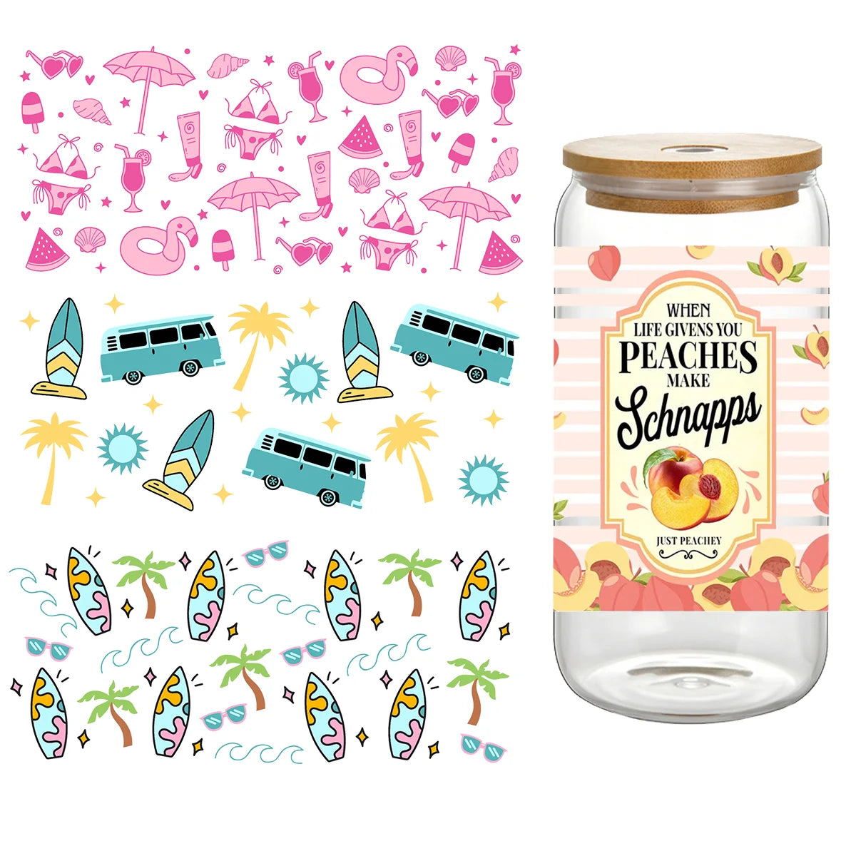 Factory Uv Cup Wrap Transfers 16oz Custom Design Uv Transfer Summer Design Uv Transfer for 16oz