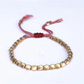 Newest Hand-woven Tibetan Copper Beads Lucky Rope Bracelet Creative Pull Cotton Thread Tassel Bracelet Bangles