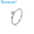 Ladies Ring Stainless Steel with 4mm Round Moissanite Lady Woman Girls Ring Fashion Jewelry