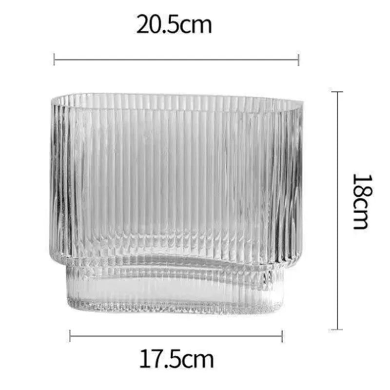 Oval Mouth Stripes Glass Vase