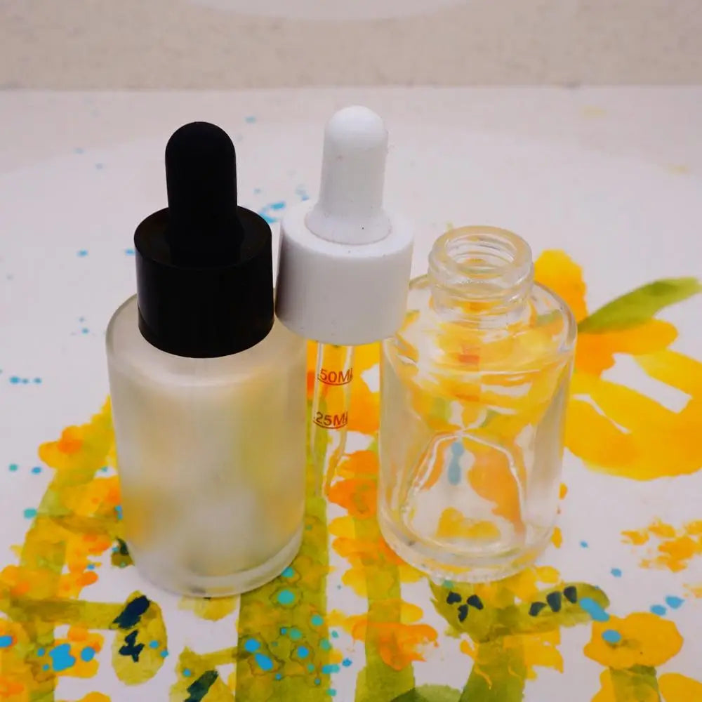 Flat Shoulder 50cc Essential Oil Glass Bottle  with Black Dropper Cap