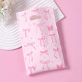 Fashionable Full-Covered Pink Bow Star Print Plastic Gift Bag for Boys Girls Birthday Party Supplies Candy Favors Decorations
