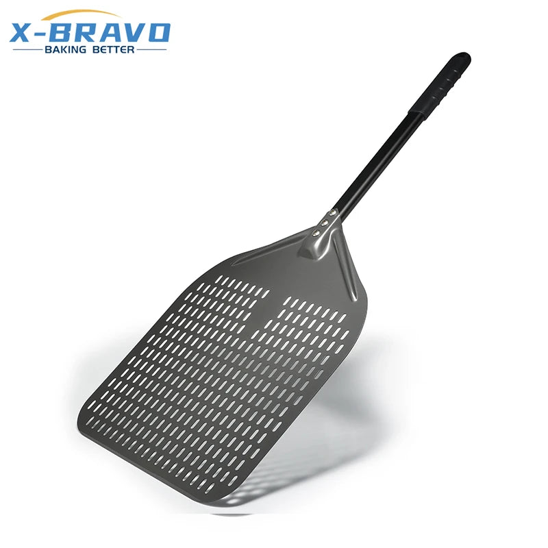 Hot Sale14 /13/12 Inch Perforated Pizza Peel Rectangular Pizza Shovel Aluminum Hard Coating Pizza Peel Paddle Short Tool
