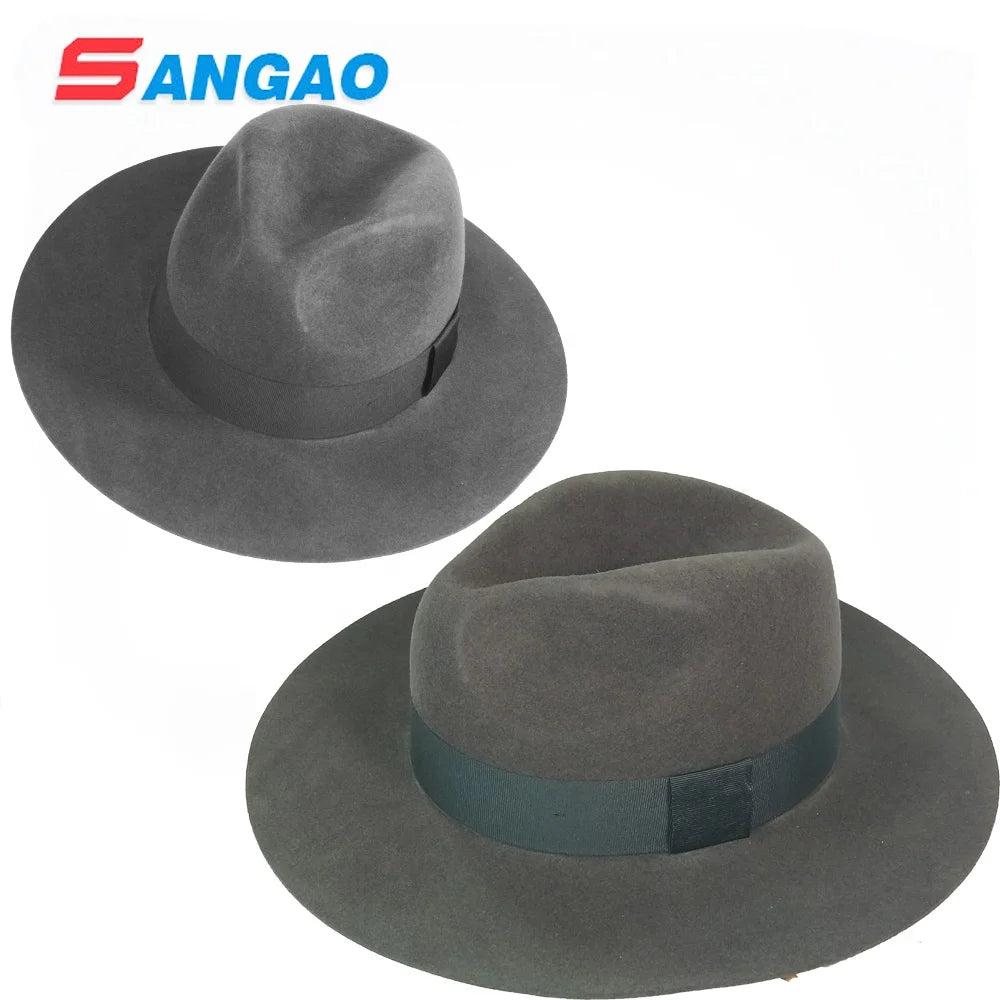 Wholesale Fashion Woman Felt Church Hat Flat Brim Fedora Hats Wool Cowboy Mexican New for Women or Men in Winter or Fall