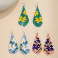 Bohemian Flowers Seed Beads Earrings Ethnic Handmade Weaving Tassel Pendant Earrings for Women Jewelry Wholesale