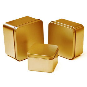 Factory Custom 150ml Rectangle Tinplate Box Gold/Silver Sealing for Cookie Snack Cake Storage for Food Use