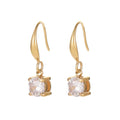 Exquisite Luxury Bezel Set Solitaire Round Zircon Stainless Steel Gold Plated Drop Dangle Huggie Earrings for Women