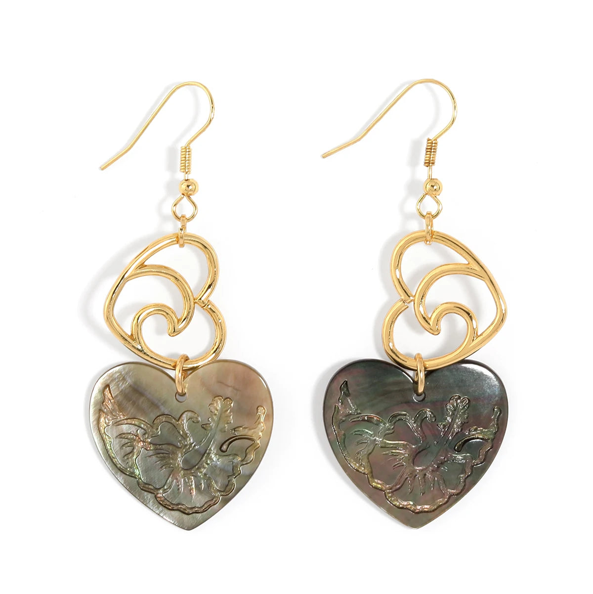 Fashion Classic 14k Gold Plated Double Heart Design Tribal Earrings American Japan Jewelry Wholesale