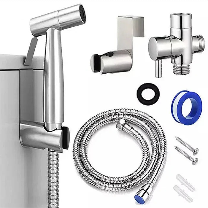 Modern Stainless Steel Wall-Mounted Bidet Sprayer Set for Women's Cold Water Cleaning Shattaf Function for Bathroom Application