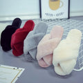 Comfortable Cross Band Memory Foam Furry Plush Fur Anti-Slip Spring/Autumn Lightweight Slide Custom Fluffy Ladies Home for
