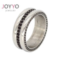 Hot Sale Customized Wedding Black Stones Ring Couple Titanium Ring