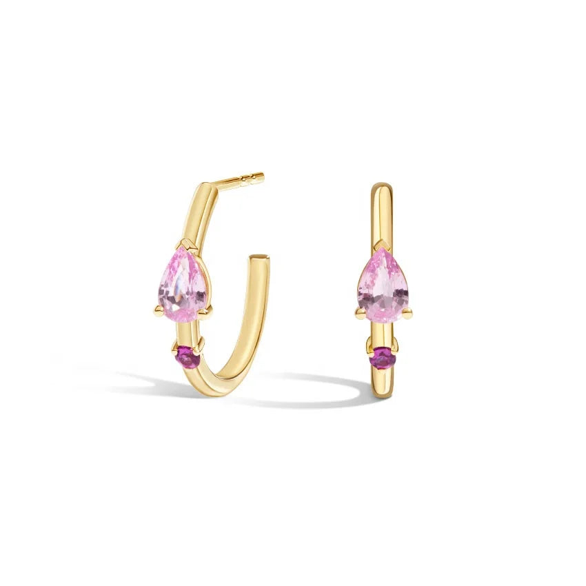 LOZRUNVE Wholesale Jewelry 925 Sterling Silver Gold Cubic Zirconia Open Hoop Earring