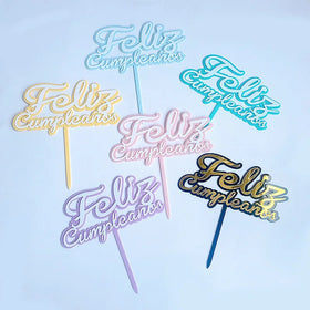 Acrylic Cake Topper Happy Birthday in Spanish for Party Decoration for Cake Decoration