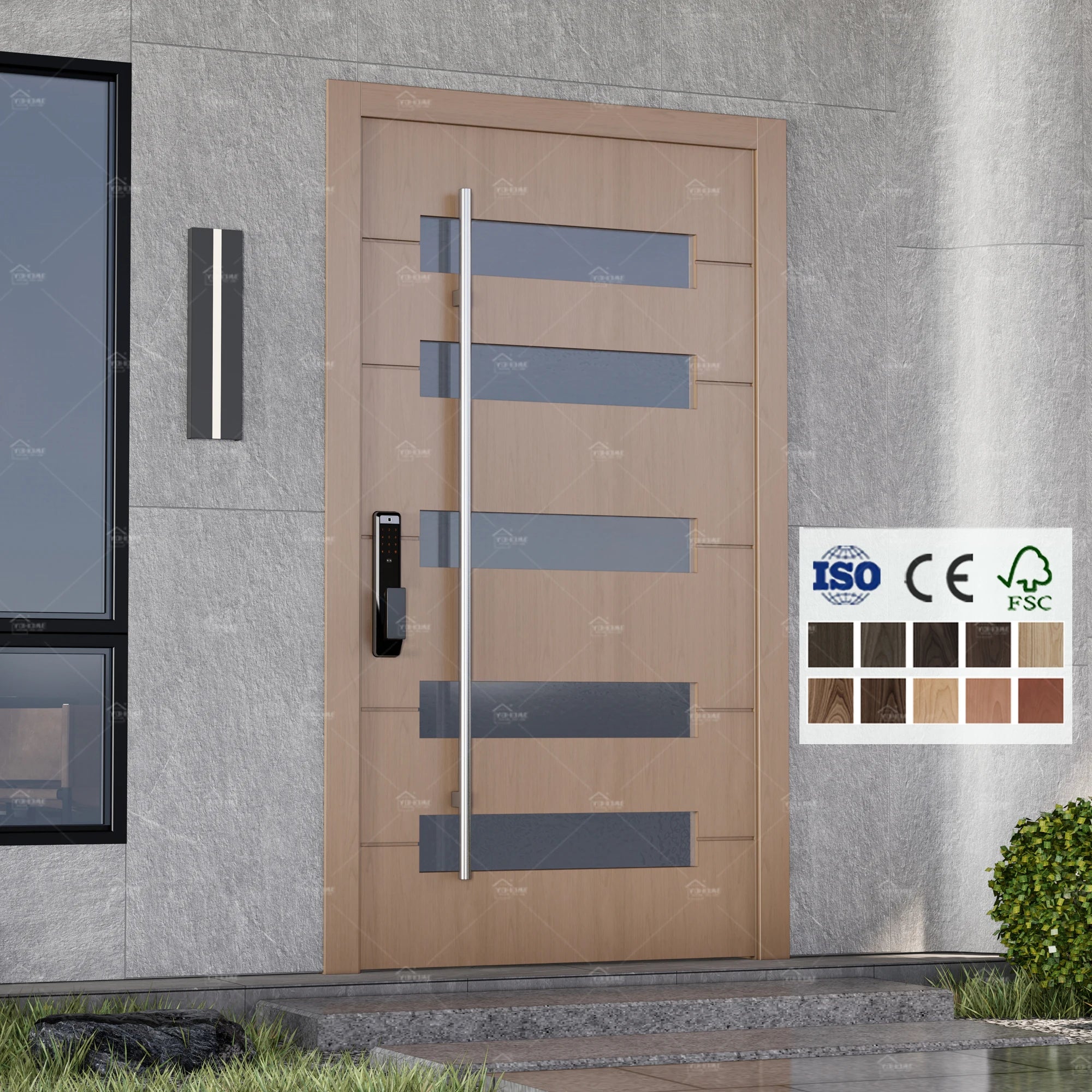 USA Standard Custom Main Doors Design Home 60X80 Wooden Exterior Doors with Front Entrance Pivot Main Timber Door
