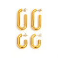 Fenny 18K Gold-plated Wholesale Tarnish Free Basic Shiny Smooth Hollow U Hoop Stainless Steel Earrings for Women
