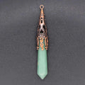 HZ Quartz Stone Lovely Green Aventurine Hexagonal Prism Chakra Charms Pendent Reiki Healing Yoga Crystal Point Stone Pendants Pendulum Ornaments