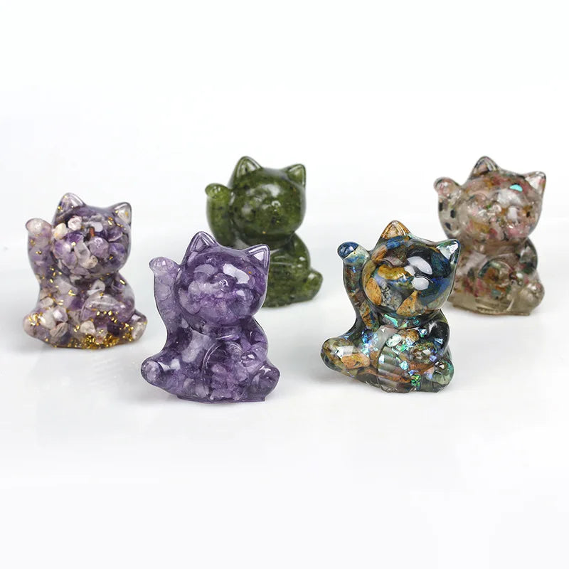 Chenyi Brand Crystal Glass Animal Cat Mascot Folk Art Polished Figurine Lucky Charm Souvenir Gifts for Men Women Zhejiang China