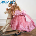 MQATZ  New Solid Pattern Party Frock Age 5Years Old Girl Flower Girl Wedding Dress for Children for Wedding Parties T2101XZ