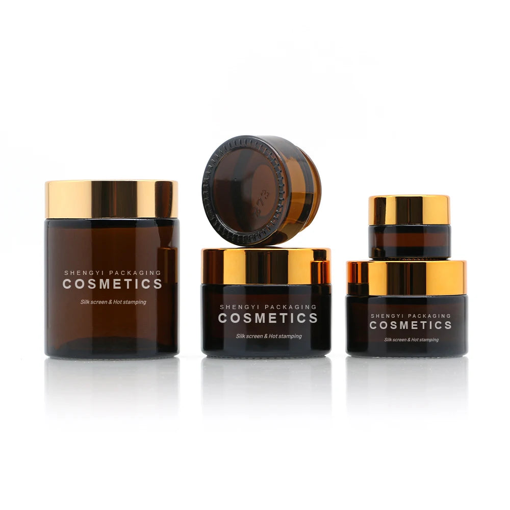 Luxury Eco-friendly 1oz 2oz 30g 50g 100g Custom Color Matte Black Glass Cosmetic Jars Lids for Skin Care Cream
