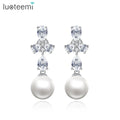 LUOTEEMI Dangling Lady Earing Fashion Jewellery Copper Bridal Woman Trendy Wedding Trend Pearl Drop Earrings