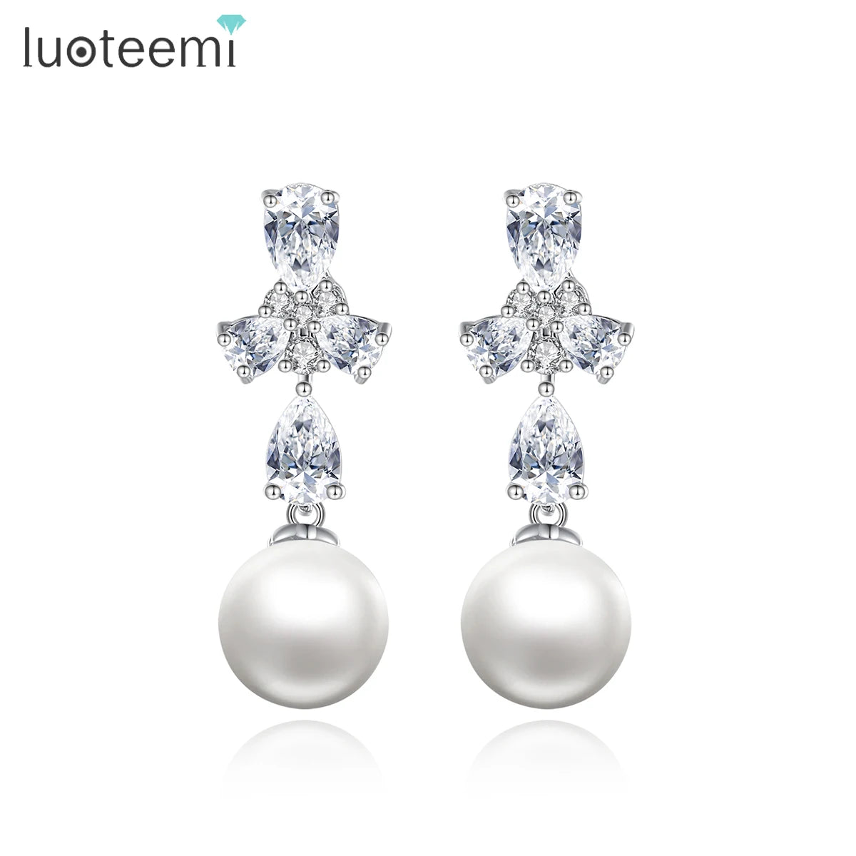 LUOTEEMI Dangling Lady Earing Fashion Jewellery Copper Bridal Woman Trendy Wedding Trend Pearl Drop Earrings