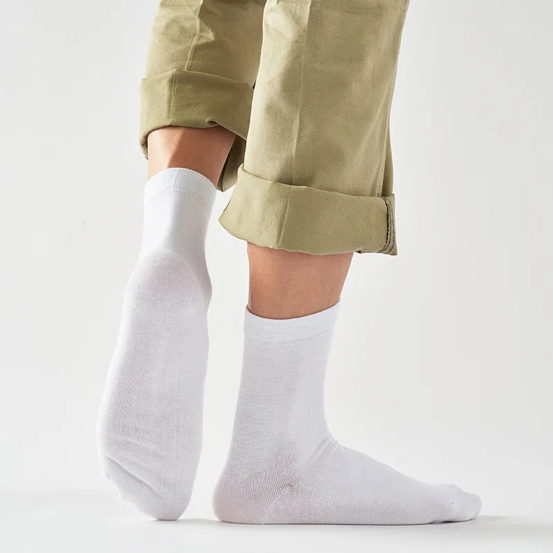 Hot Sale Sweat-absorbing Solid Color Deodorant Summer Pure Cotton Crew Socks for Men