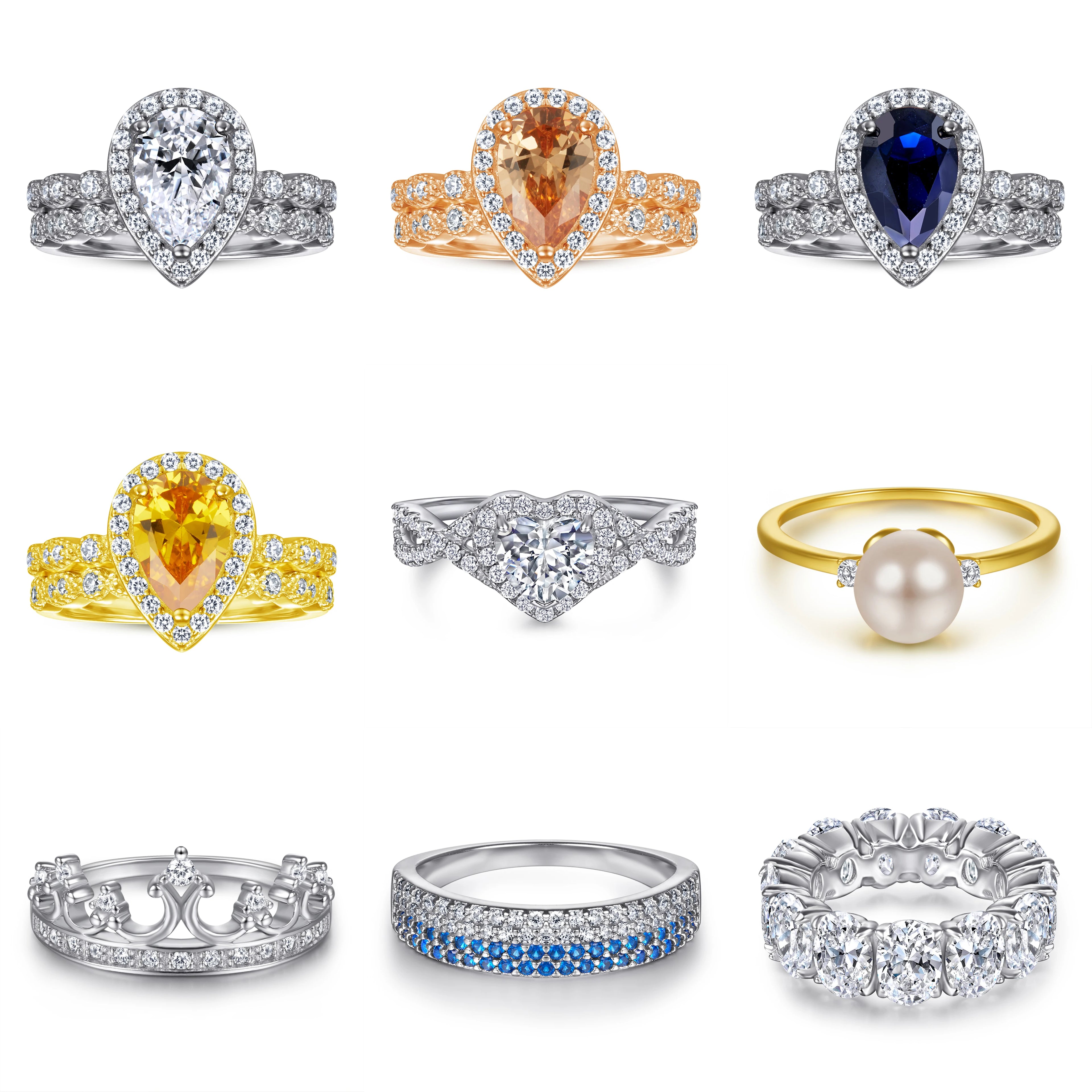 Fine Jewelry Silver Simple Finger Rings Jewelry for Women Rhodium Plating 925 Silver Jewelry Engagement Wedding Rings