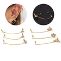 New Design Ear Piercing Detachable Chain Earring Unique Hypoallergenic Stainless Steel Double Piercing Zircon Stud Earring