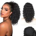 Synthetic Natural Wavy Pony Tail Extensions Curly Wave Drawstring Ponytail Hairpieces 10 Inch Deep Wave Ponytail Hair Extensions