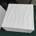ZJ Modern Waterproof 3D Brick Wall Stickers Adhesive Glue Peel Decal 50x50cm White Wave PVC Wall Panels for Commerce Household