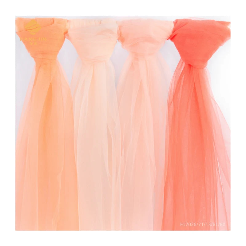 100% Polyester Wholesale colorful Mesh Net Tricot Tulle Fabric for tutu dress Orange tulle mesh fabric