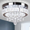 Dining Room Bedroom Living Room Chandelier 11.8" Small Crystal Ceiling Light LED Crystal Flush Mount Light Fixture