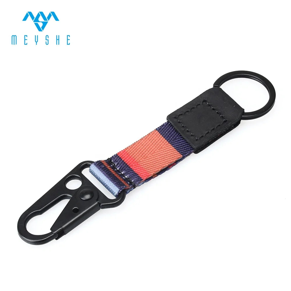 Custom Fashion Keychain Strap Genuine Leather and Nylon Sublimation Keyholder With High Quality Metal Accessory