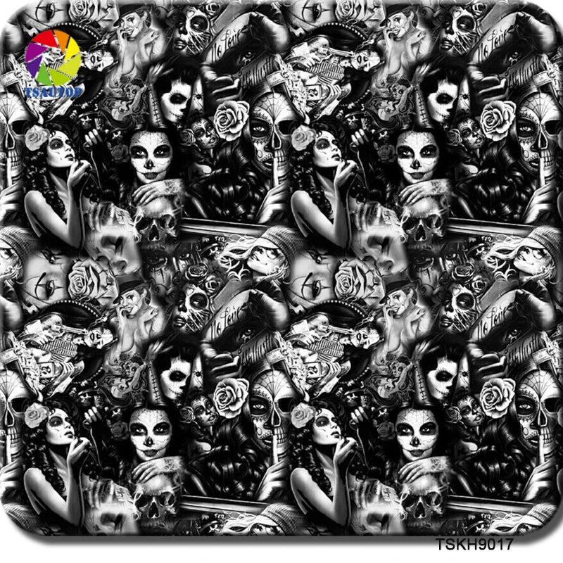 TSAUTOP 0.5/1m Width Skull Patterns Skull Water Transfer Printing Hydro Dipping Prices Film Transfer Printing Material