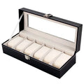 Luxury Protective Dustproof PU Leather Black 6-Slot Watch Gift Box MegaBDM