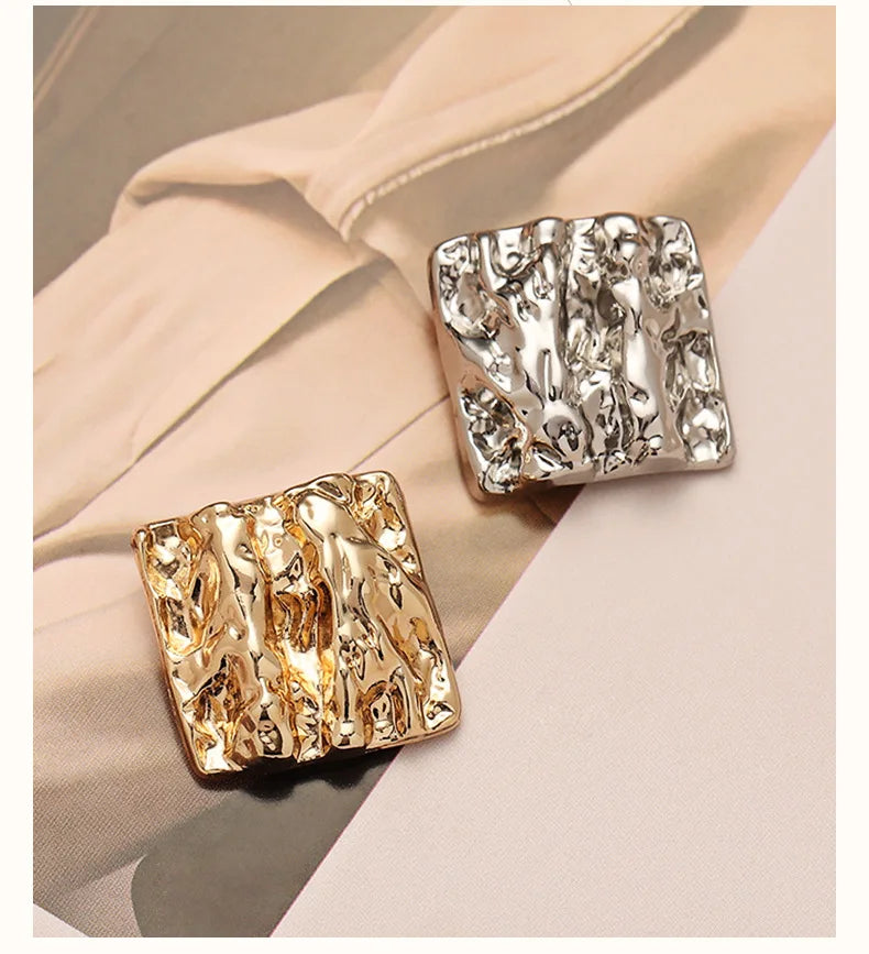 High Grade Elegant Shiny Square Shape Gold Sliver Wrinkle Design Zinc Alloy Eco-Friendly Rhinestone Decorated 19MM/21MM Shank