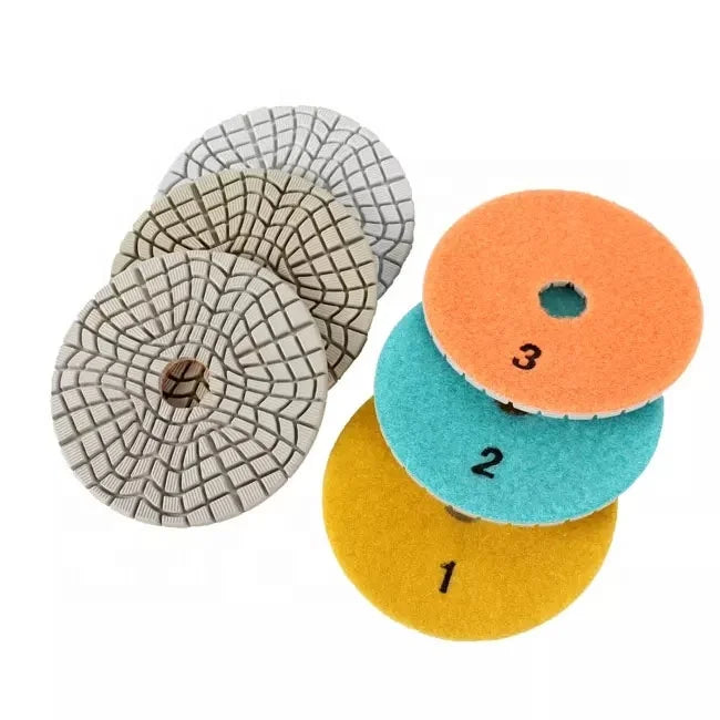 Top Quality 100mm New Formula White Resin 3 Step Pads Diamond Flexible Polishing Pads for All Stones and Quartz abrasive Tools