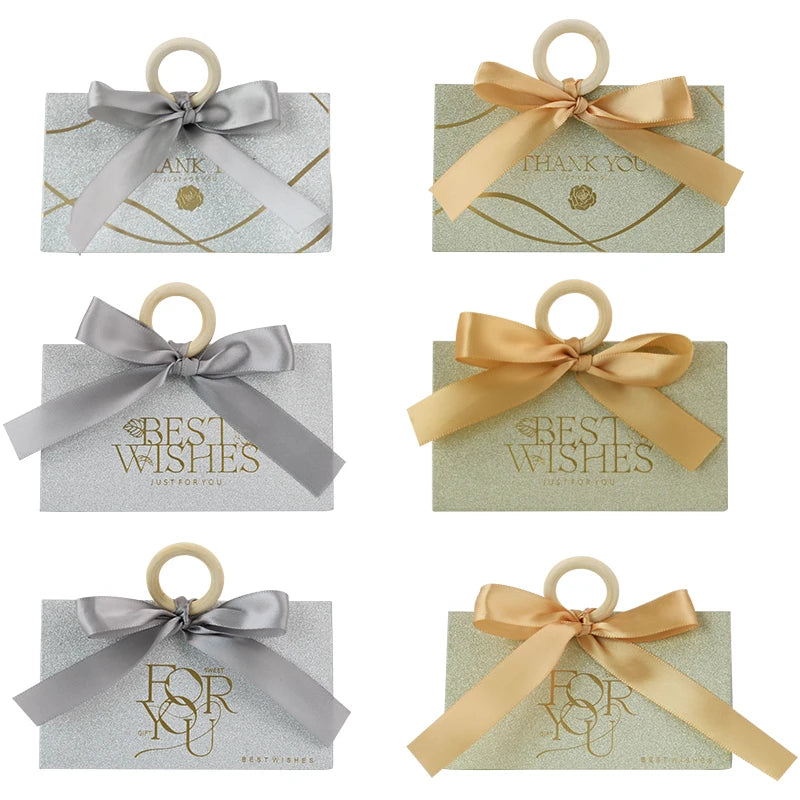 Luxury Triangle Candy Paper Boxes With Ribbon and Ring Chocolate Favour Box Gift for Wedding Birthday Party Bridal Shower Supply