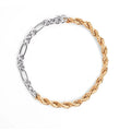 PUNK Two Tone Toggle Clasp Necklace Chunky Link with Contrast Rope Chain Gold Plated Fashion Jewelry for Gift