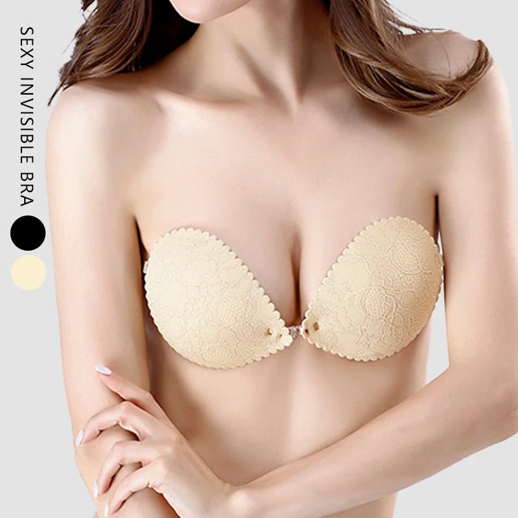 Female Sexy Everyday Wireless One-piece Bra Solid Pattern Nude Black Color Nylon Spandex Material Breathable Push-up Invisible